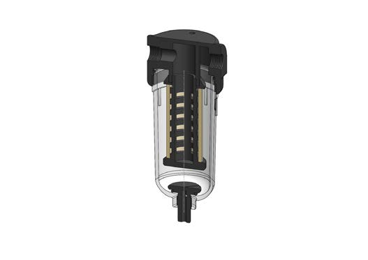FILTER HOUSING, NN212, 1/2" NPT, 1/4" NPT DRAIN, 10 BAR, PA