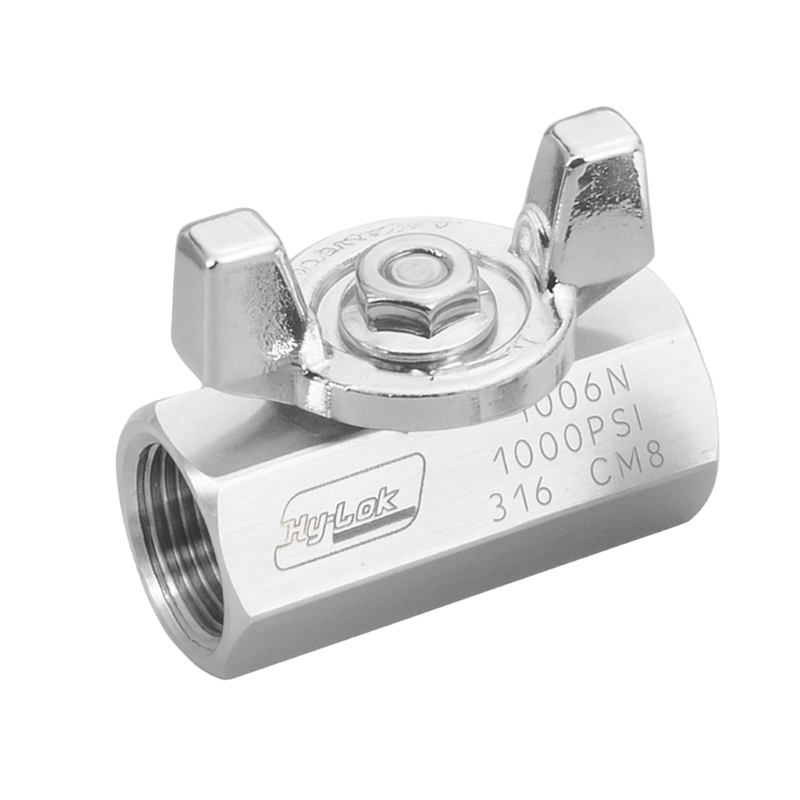 2 WAY BALL VALVE, 3/8" FEMALE NPT, BUTTERFLY HANDLE, 110 SER 110 SERIE, S316