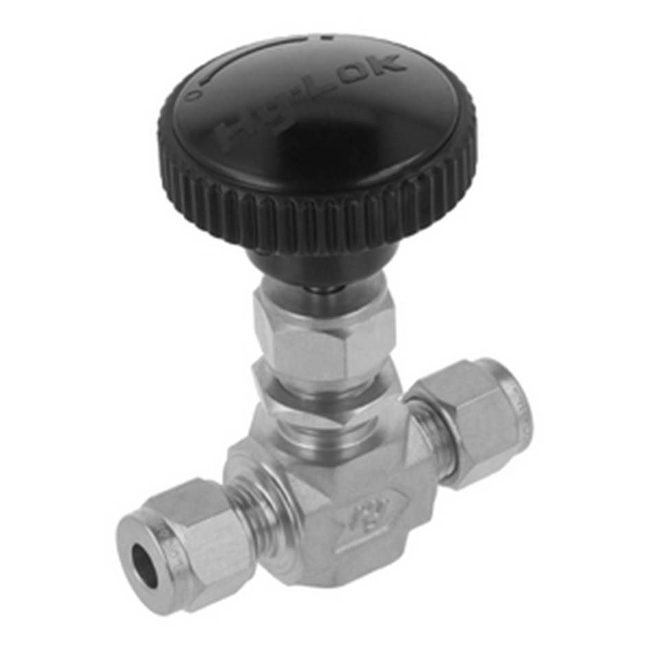 NEEDLE VALVE REGULATING, 1/4" O.D. BLACK KNOB HANDLE, NV SERIES, S316