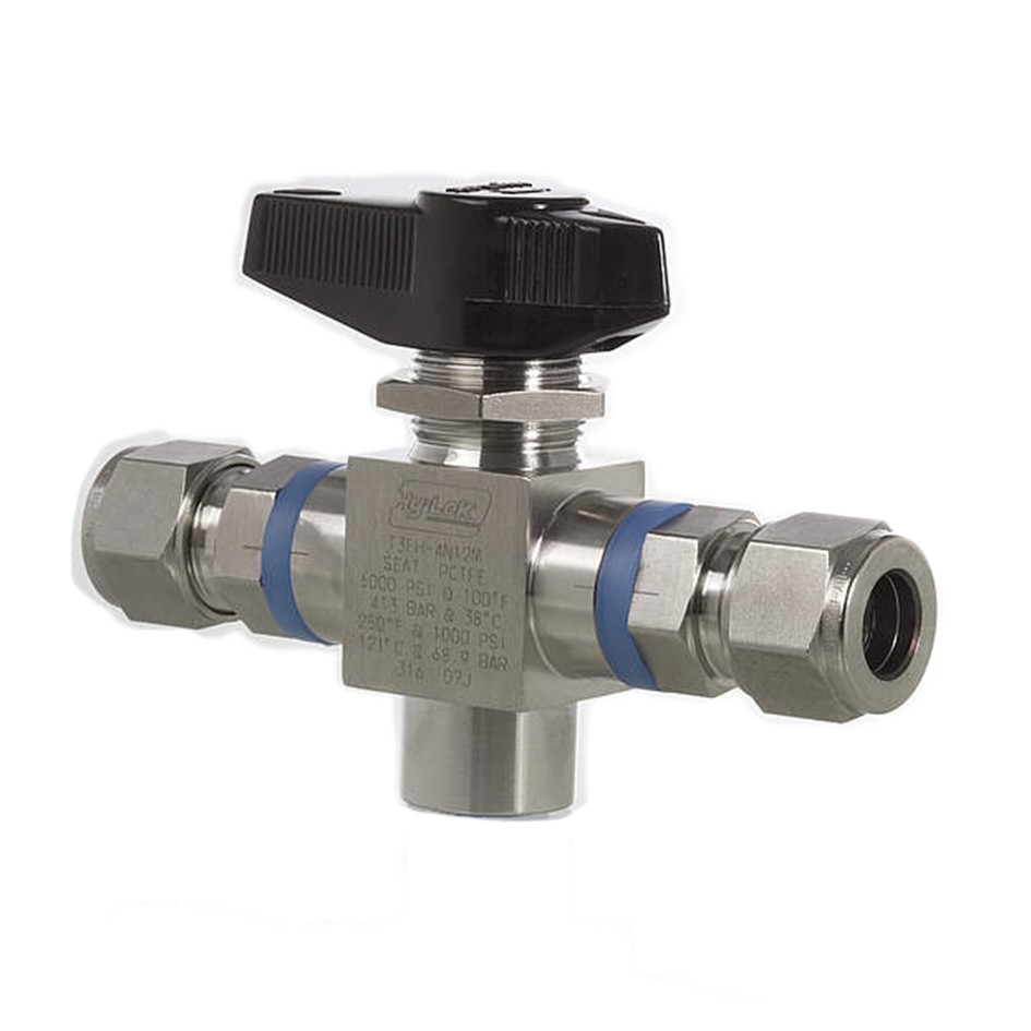 3 WAY BALL VALVE, 1/4" O.D. T SERIES, S316
