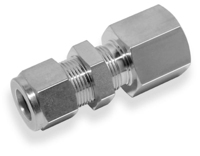 BULKHEAD FEMALE CONNECTOR, 1/4&quot; O.D. - 1/4&quot; NPT