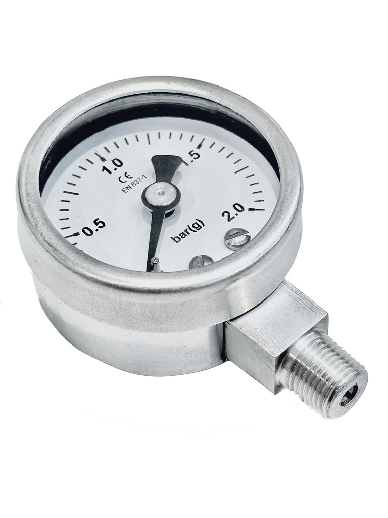 0 - 2 BAR, 1/8" NPT DOWN, STAINLESS
