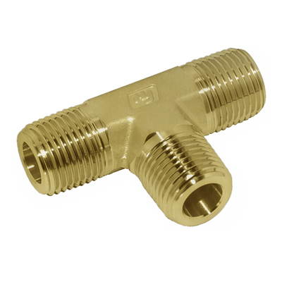 MALE TEE, 1/4" NPT, BRASS