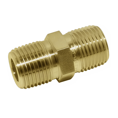 HEX NIPPLE, 3/8" NPT, BRASS