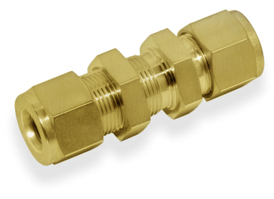 BULKHEAD UNION, 1/8" O.D., BRASS