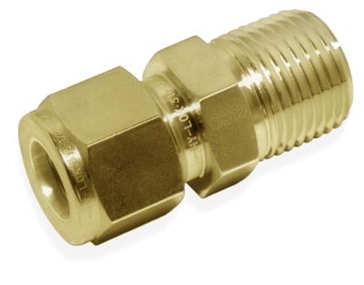 MALE CONNECTOR, 1/2" O.D. - 1/2" BSPT, BRASS