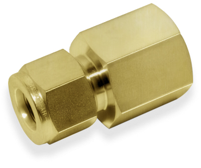 FEMALE GAUGE CONNECTOR, 12MM O.D. - 1/2" BSPP, BRASS