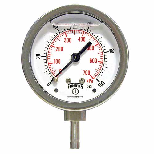 0-5000 PSI/BAR, 1/4" O.D. DOWN, FILLED, STAINLESS 