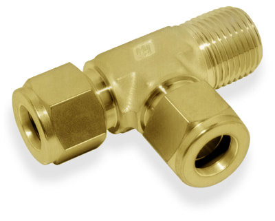 MALE RUN TEE, 6MM O.D. - 1/4" NPT, BRASS