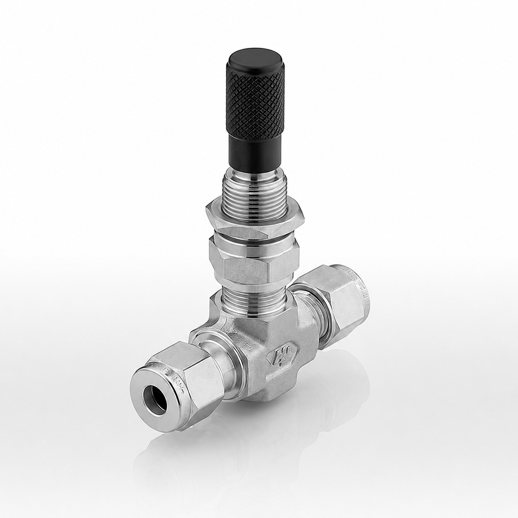 METERING VALVE, 6MM O.D., 3 DEGREE, VERNIER HANDLE, CLEANED FOR OXYGEN, 316L, S316