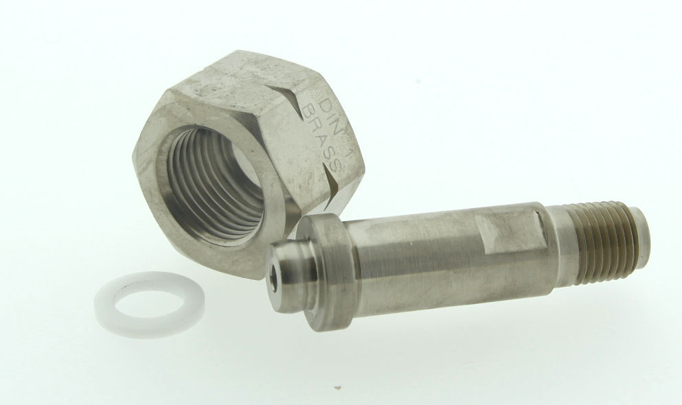 CYLINDER CONNECTOR, DIN 9, 1/4&quot; NPT, PCTFE, S316