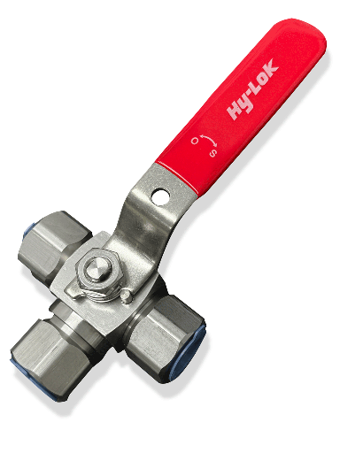 [SAH1B3S-F-8N-H] 3 WAY BALL VALVE, 1/2" NPT, LOCK HOLE, 105 SERIE (310031), S316