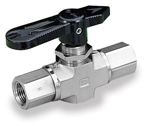 [SAHB2FH-4N8M] 2 WAY BALL VALVE, 1/4" FEMALE NPT - 8MM O.D., 102 SERIES, S316