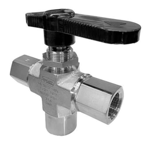 [SAHB3B3-F-6N] 3 WAY BALL VALVE, FEMALE 3/8" NPT, 102 SERIES, S316