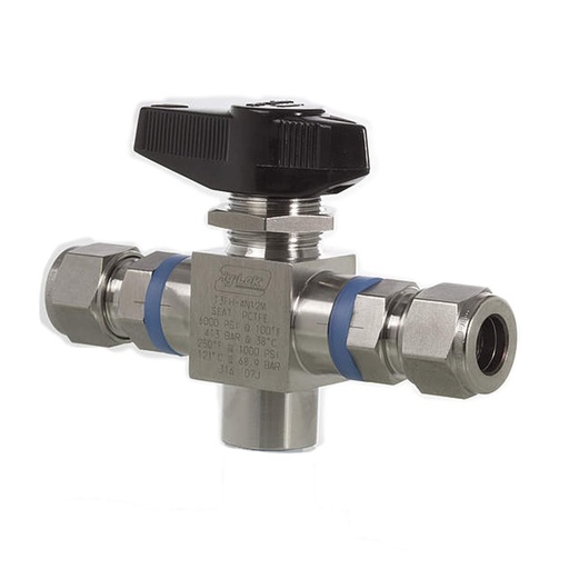 [SATH3-FH-4N4T] 3 WAY BALL VALVE, 1/4" O.D. T SERIES, S316