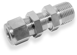 [SICBMC-6-6N] MALE BULKHEAD CONNECTOR, 3/8&quot; O.D. - 3/8&quot; NPT