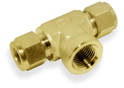 [BICBTF-10-8N] FEMALE BRANCH TEE, 5/16 O.D. - 1/2" NPT, BRASS