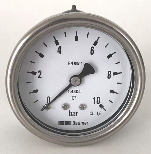 [MEX5-F30.B22] 0-10 BAR, GAUGE, Ø100MM, G1/2" BACK, CLASS 1