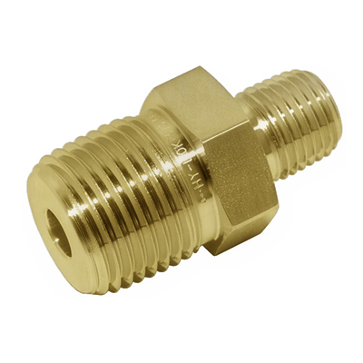 [BH-SNR-12-8N] HEX REDUCING NIPPLE, 3/4" NPT-1/2" NPT, BRASS